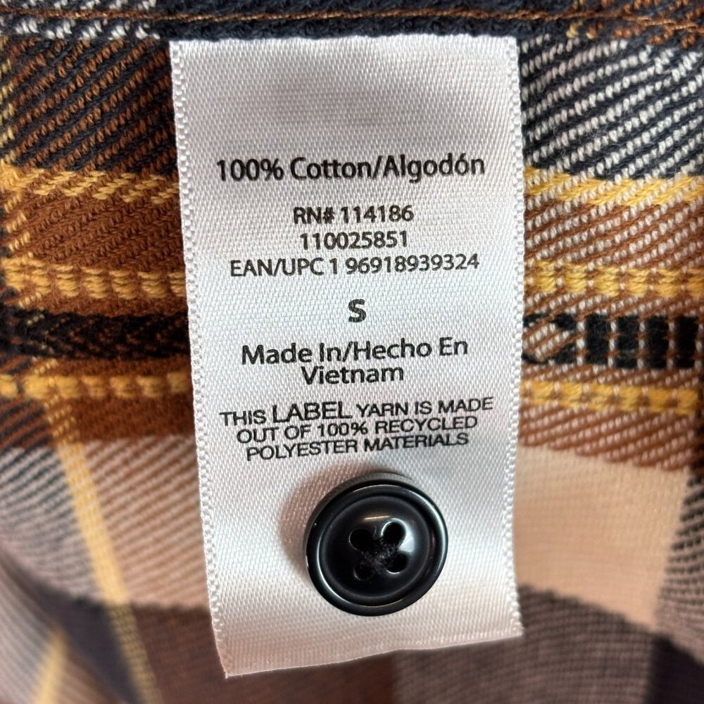 Frye Flannel Shirt Small Brown Plaid Long Sleeve Button-Up Cotton Men's - Picture 9 of 9